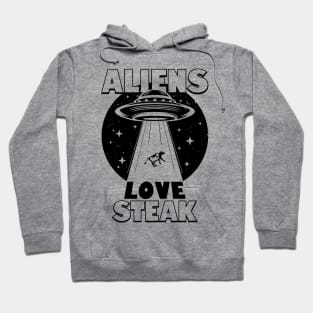 Funny Retro Vintage Alien UFO Steak Cow Abduction Meme Hoodie